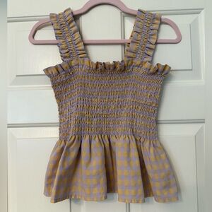 women’s purple and yellow checkered tank top blouse - edit by nine!